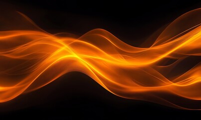 Abstract wave effect lighting. red orange color wave design. Black background