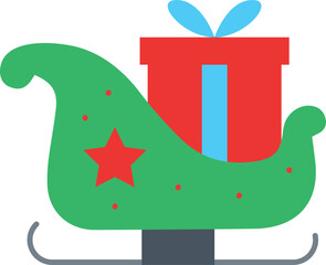 Festive Sleigh Icon Illustration Symbolizing Christmas Traditions, Winter Rides, and Holiday Celebrations