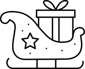 Festive Sleigh Icon Illustration Symbolizing Christmas Traditions, Winter Rides, and Holiday Celebrations
