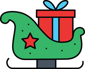 Festive Sleigh Icon Illustration Symbolizing Christmas Traditions, Winter Rides, and Holiday Celebrations