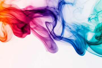 colorful bright smoke on a white background