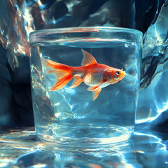 fish in an aquarium Goldfish swimming in tank Goldfish in freshwater aquarium with green beautiful planted tropical, Generative AI