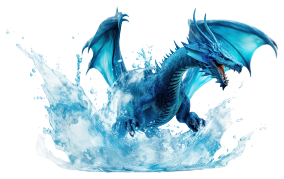 PNG Dragon animal blue white background. - Powered by Adobe
