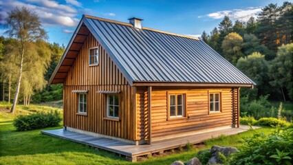 Holzhaus mit Zinkblechdach in nat?rlicher Umgebung