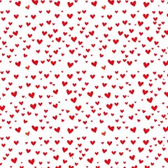 Pattern of red hearts on a white background, creating a romantic and cheerful design.