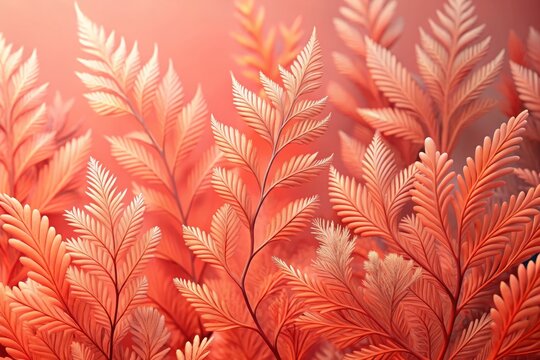 Vibrant coral hue radiates warmth and energy as soft, organic leaves and stems create a sense of movement and fluidity, ideal for uplifting messages