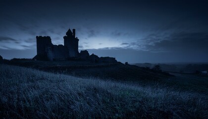 Obraz premium Pueblo medieval en tarde de niebla 
