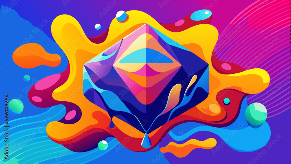 Sticker Abstract geometric fluid shape color background. modern with colorful shape. Vector illustration