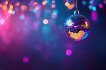 Fototapeta premium Sparkling Party Lights Reflecting Off Disco Ball