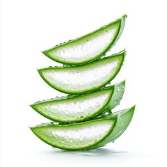 Aloe Vera cut and arranged isolated on white background,  