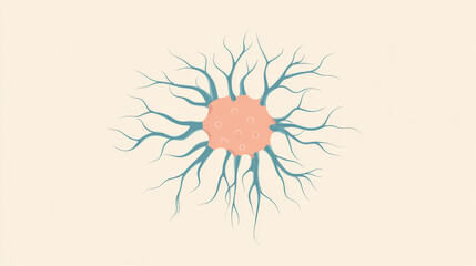 A simple, geometric design of a nerve cell, showing its connections. This image represents the building blocks of the nervous system.