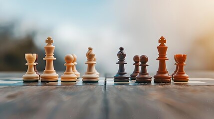 A chessboard split in half, one side with perfectly arranged pieces symbolizing strategy, the other side in chaos, representing impulsive moves