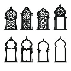 islamic frames, Arabic Windows Icons, Middle Eastern Cultural Elements,islamic frames black outline for eid ramazan decorations	