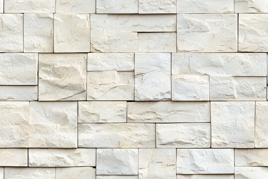 A textured limestone cladding wall made of rectangular white stone blocks arranged in a pattern. The surface shows natural variations and imperfections, creating a rustic appearance.