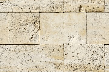 Textured limestone cladding stone wall made of large, rectangular blocks. The stones are light beige with a rough surface, showcasing natural imperfections and variations in color.