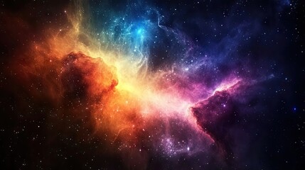 Fototapeta premium An explosion of cosmic energy captured in a colorful nebula, with stars and gases swirling in the night sky.