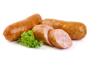 Traditional bavarian sausages, isolated on white background