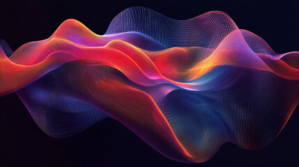 Fototapeta premium A swirling, 3D shape made of lines, like a colorful, abstract wave.