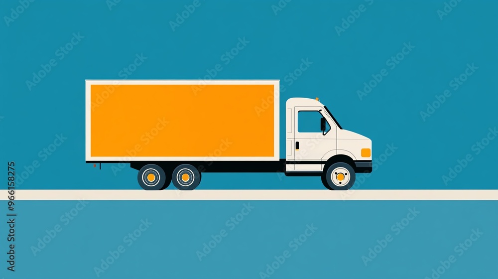 Aufkleber clay style delivery truck with large cargo box driving on a clean minimalist background ready for se