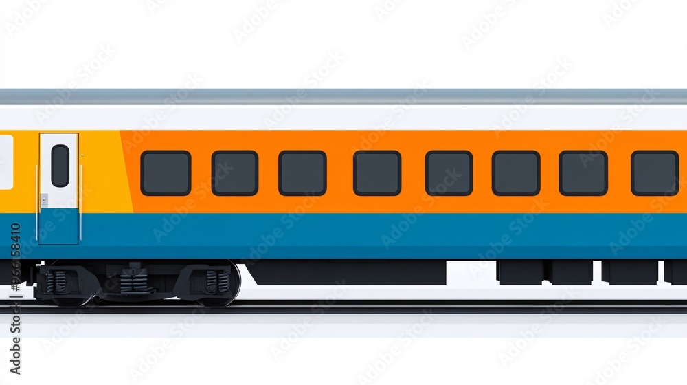 Aufkleber 3D render clay style passenger train with soft curves and vibrant colors isolated on a blank background Large space for text in center Stock Photo with copy space