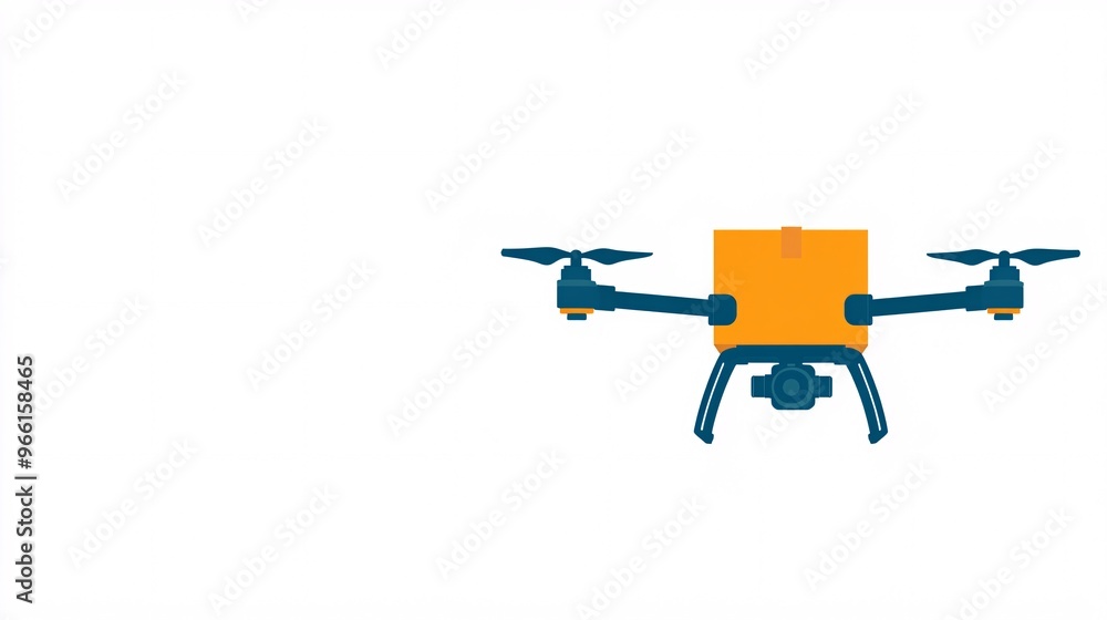 Aufkleber Clay style delivery drone carrying a large parcel ready for dispatch isolated on a clean white backdrop Large space for text in center Stock Photo with copy space