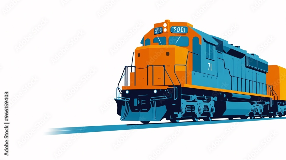 Aufkleber 3D render cartoon style train in bright vibrant colors with rounded edges isolated on a clean background Large space for text in center Stock Photo with copy space
