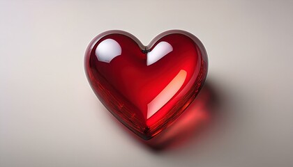 Obraz premium Red glass heart with a glossy finish.
