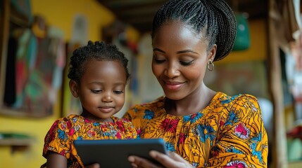 Modern Teaching: Teacher Engaged with Tablet for Interactive Classroom Instruction, black people