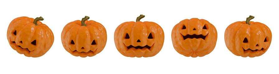 Png set pumpkin. 3D illustration autumn, Halloween, holidays.