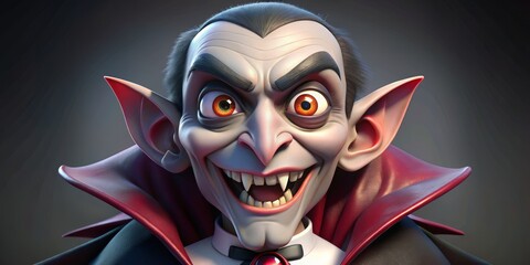 Naklejka premium 3D Cartoon Vampire Portrait, 3D, Cartoon, Halloween