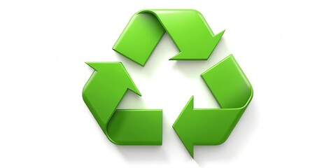 Obraz premium 3D Green Recycle Symbol on White Background, Recycling, Eco-friendly, Sustainability