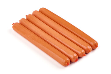 Sliced Viennese Boiled Sausages, isolated on a white background