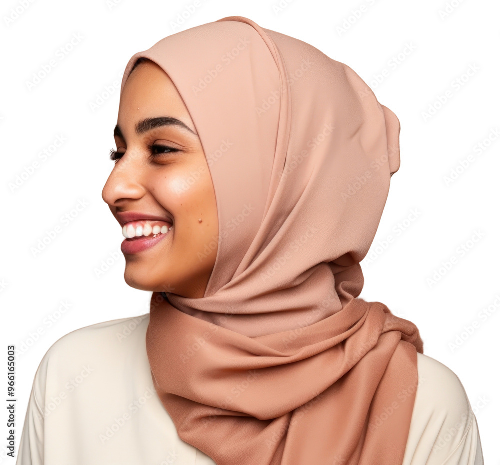 Wall mural PNG Happy arab woman adult smile brown.