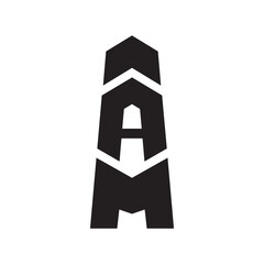 alphabet a letter m lighthouse logo