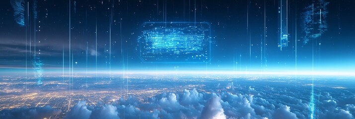 sky with data hologram 