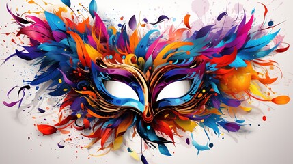 Venetian mask carnival colorful splash art on white background 