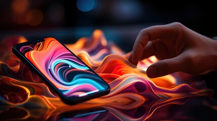 The Play of Light and Shadow: Abstract Digital Artwork on a Smartphone Screen 