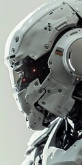 Fototapeta premium Close-up of a Futuristic White Robot Head