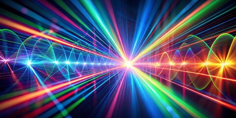 Abstract Neon Lightscape - A Digital Art Composition of Colorful Lines and Glowing Stars, digital art, abstract, lightscape