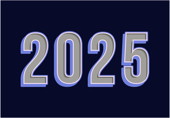 2025 Happy New Year Blue Realistic Decoration Design Abstract Logo Symbol Vector Illustration