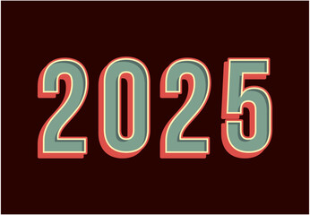 2025 Happy New Year Realistic Decoration Design Abstract Logo Symbol Vector Illustration