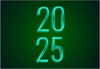 2025 Happy New Year Green Realistic Decoration Design Abstract Logo Symbol Vector Illustration