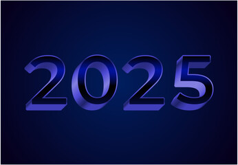 2025 Happy New Year Realistic Decoration Blue Design Abstract Logo Symbol Vector Illustration