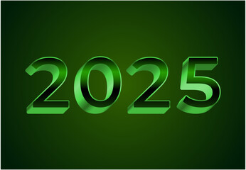 2025 Happy New Year Realistic Decoration Green Design Abstract Logo Symbol Vector Illustration