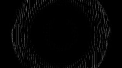 Animated abstract grid pattern 4K data dark background, Loop, black and white. fluid wave animation. 