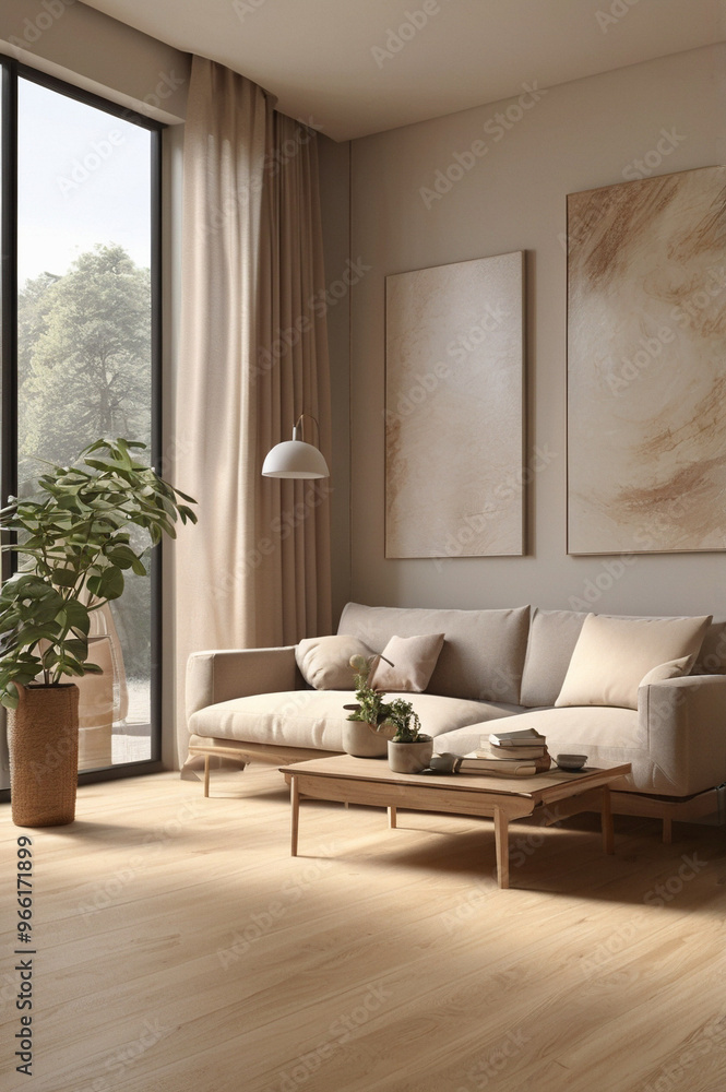 Sticker Modern living room, beige color scheme