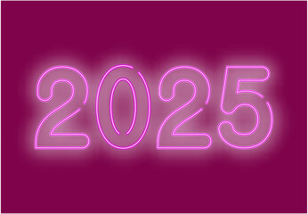 Happy New Year 2025 Abstract Neon Purple Design Logo Symbol Vector Illustration