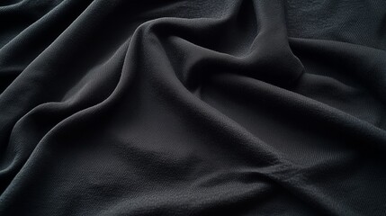 Obraz premium Soft, dark fabric draped elegantly on a surface, showcasing gentle folds and texture in natural light