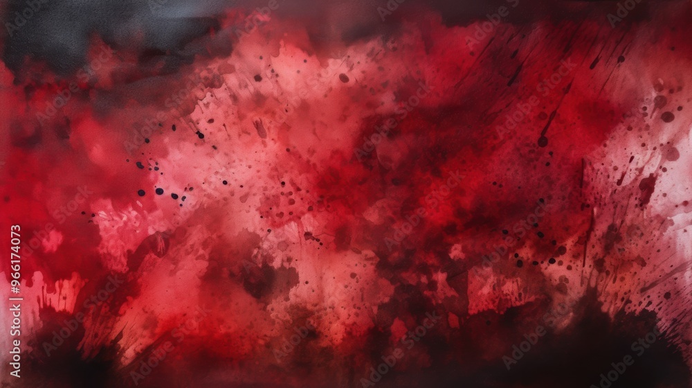 Poster a deep red background with a lightly and evenly distributed black watercolor spread effect.