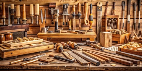 Assorted woodworking tools on a neat workbench showcasing craftsmanship and precision